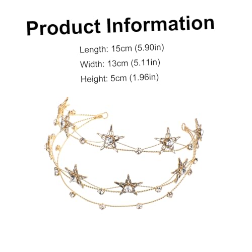WEKADRIN Goldene Damen Tiara mit Funkelnden Sternen Braut Haarreif Accessoire für Hochzeit Glamouröses Stirnband für Hochzeitsgäste Besonderes Kopfschmuck von WEKADRIN