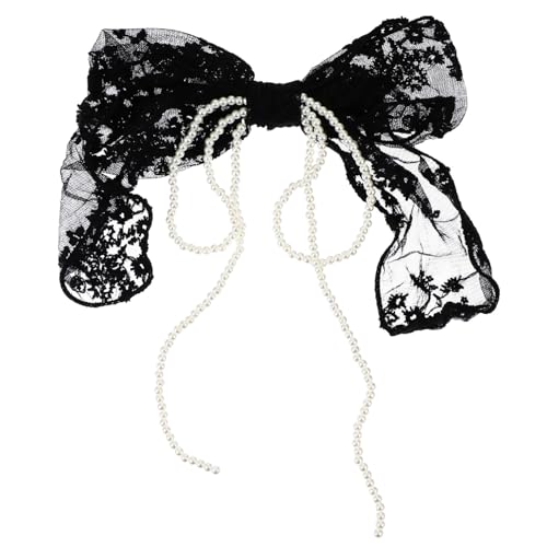 WEKADRIN Große Schleifen Haarspange aus Schwarzer Spitze Modische Haarklammer mit Zartem Schleifendesign Langlebig und Leicht Eleganter Haarschmuck für Damen und Mädchen Vielseitig von WEKADRIN
