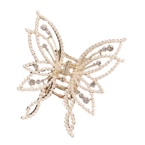 WEKADRIN Große Schmetterlings haarklammer mit Perlen und Strass Mehrschichtige Haarspange für Damen Stilvolles Styling tool für Alltag Party und Festliche Anlässe von WEKADRIN