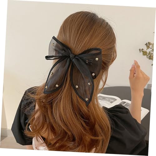 WEKADRIN Große Vintage Haarschleife mit Strasssteinen Eleganter Haarschmuck Clip für Frauen und Mädchen Robustes Material Einfach zu Befestigen Modischer Schwarzer Haarklammer für von WEKADRIN