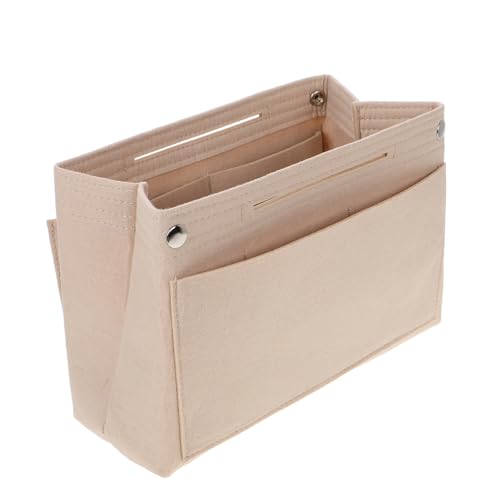 WEKADRIN Großer Filz Kosmetiktasche Damen mit Doppelter Fächern und Druckknopf Wasserabweisender Reise Organizer für Make Up und Pflege Leichter Handtaschen Organizer für Büro und von WEKADRIN