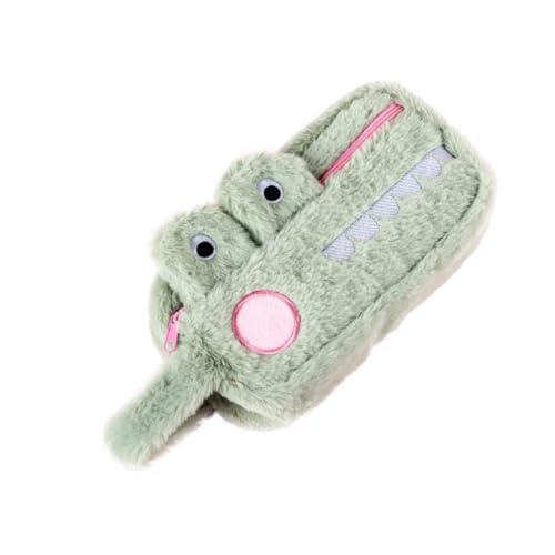 WEKADRIN Großes Plüsch Federmäppchen Krokodil Design Weicher Stiftehalter mit Reißverschluss Geräumiges Mäppchen für Schule Jungen Mädchen Praktischer Stifteschutz Kreatives von WEKADRIN