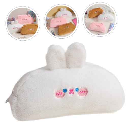 WEKADRIN Großes Plüsch federmäppchen Weißer Hasen stiftbeutel Große Kapazität Kosmetiktasche Schüler Federtasche für Stifte Pinsel und Schreibwaren Organizer von WEKADRIN