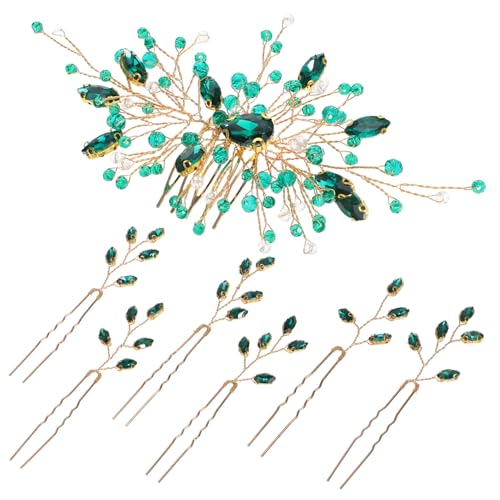 WEKADRIN Grüner Haarschmuck Teiliges mit Strass Haarnadeln und Haarkämmen für Damen Dekorativ und Stabil für Hochsteckfrisuren Hochzeit Besondere Anlässe und Alltag von WEKADRIN