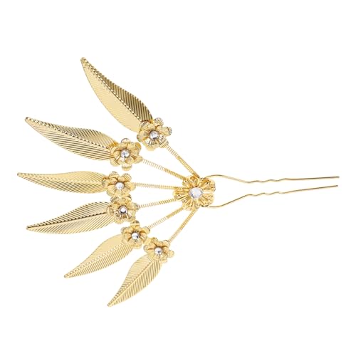 WEKADRIN Haarnadel Blattdesign mit Funkelnden Strasssteinen Langlebiger Metall Haarforke für Duttfrisuren Leichtes Förmiges Haarschmuck Accessoire Stilvoller Haarschmuck für Damen von WEKADRIN