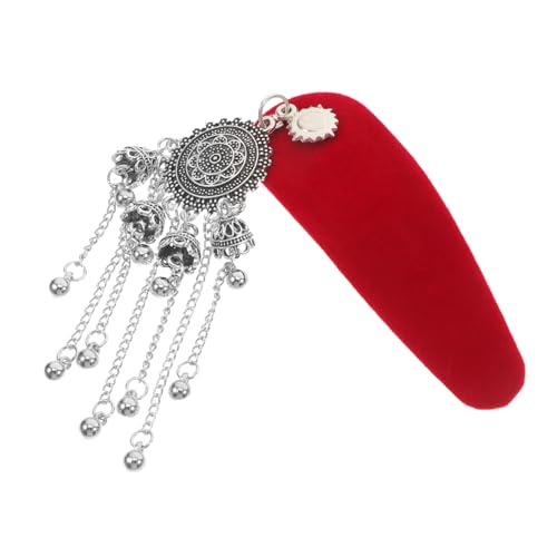 WEKADRIN Retro Chinesische Haarklammer Für Frauen Vintage Haarspange Für Hochzeiten Feste Und Kulturelle Anlässe Elegantes Haaraccessoire Mit Rotem Und Silbernen Fransen von WEKADRIN