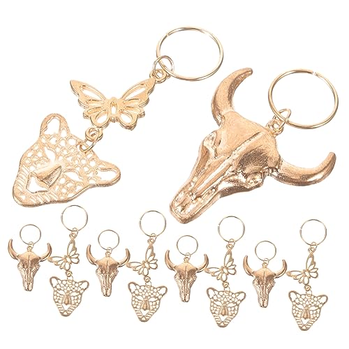 WEKADRIN 10stücke Teiliges Braid Haarschmuck Mit Ox Und Leopardenkopf-anhängern Für Dreadlocks Einfach Anzubringen Modische Haaraccessoires Für Partys Und Konzerte von WEKADRIN