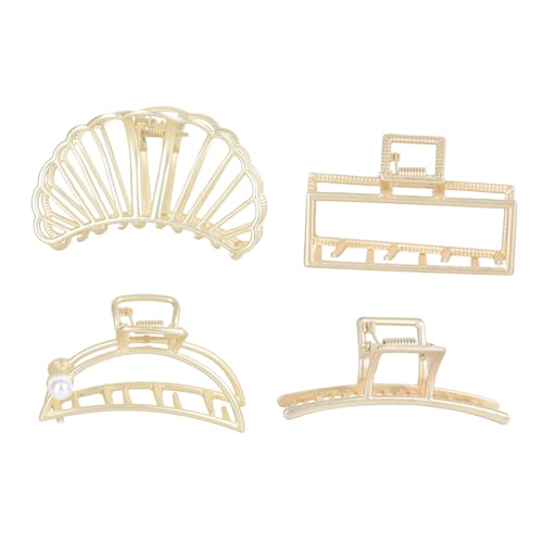 WEKADRIN 4 Stück Damen Haarspangen Metall Haarklammer für Duschfrisuren Langlebige Haarnadeln Haaraccessoires für Vielseitige Krallenclips in Gold von WEKADRIN