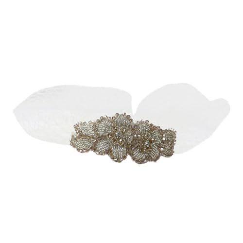 WEKADRIN Handgefertigtes Mesh Haarteil mit Diamantverzierung Weißes Vintage Haarschmuck Accessoire für Damen Leichtes und Kopfstück für Festtage und Partys von WEKADRIN