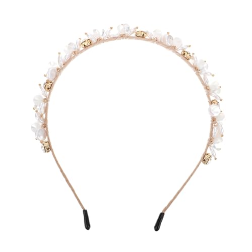 WEKADRIN Handgefertigtes Perlen blumen haarband aus Resin Leichtes Strassverziertes Stirnband für Damen Eleganter Haarschmuck für Hochzeit Braut Festliche Anlässe Passend zu Allen Frisuren von WEKADRIN