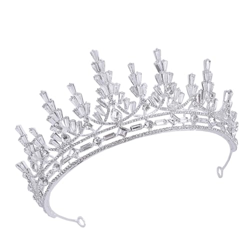 WEKADRIN Hochzeit Braut Krone Haarschmuck Silbernes Strass Tiara Stirnband Damen Eleganter Kopfschmuck für Hochzeit Verlobung und Festliche Anlässe von WEKADRIN