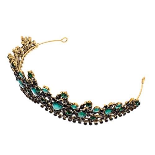 WEKADRIN Hochzeit Tiara Krone mit Grünen Strasssteinen Vintage Barock Brautkrone Langlebiges Rhodium Beschichtetes Damen Haaraccessoire für Geburtstage Abschlussball und Festliche Anlässe von WEKADRIN