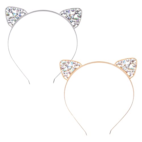 WEKADRIN 2stücke Strass Katzenohr Stirnband Party Haarreif Katzenohren Kopfschmuck Haarband Cosplay Maskerade Festival Accessoire von WEKADRIN
