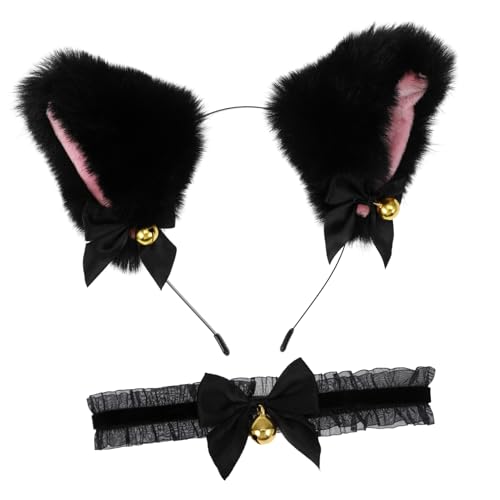WEKADRIN Katzenohren Haarreif Und Set Mit Glöckchen Cosplay Zubehör Für Und Rosa Für Halloween Und Mottopartys Verstellbare von WEKADRIN