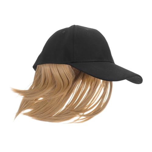 WEKADRIN Kurze Gerade Perücke mit Baseballcap Damen Hitzebeständiges Fasermaterial Modischer Sonnenschutzhut mit Integriertem Haar Leicht Anzuziehen Wiederverwendbar Eleganter Look für von WEKADRIN