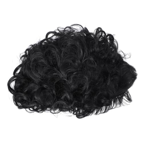 WEKADRIN Kurzhaarperücke Damen Schwarz Wellig Mit Fransen Atmungsaktive Synthetische Lockenperücke Verstellbar Für Alltag Cosplay Und Festliche Anlässe von WEKADRIN