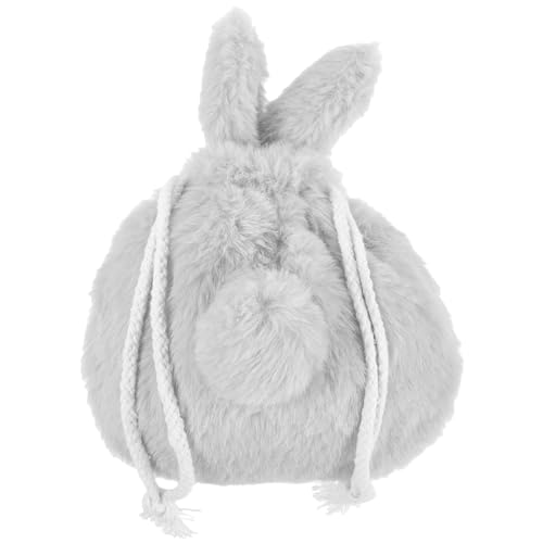 WEKADRIN Kuscheliges Plüsch Makeup täschchen mit Kordelzug Niedliche Hasenform Kleine Aufbewahrungstasche für Kosmetik Schmuck Münzen Tragbar für Frauen und Mädchen Geschenkidee von WEKADRIN