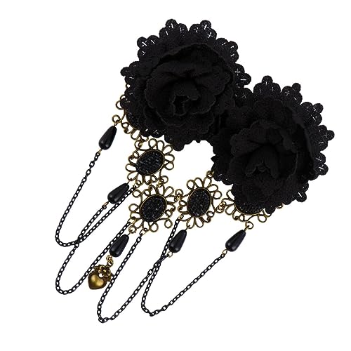 WEKADRIN Klassische Spitzen Und Blumendesign Haarspange Für Damen Party Und Hochzeitskopfschmuck Schwarz Langlebiges Material von WEKADRIN