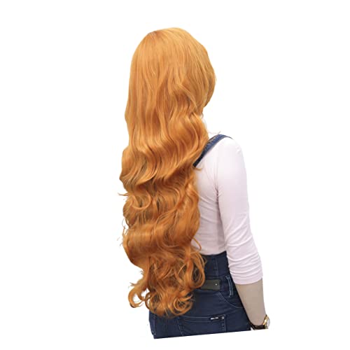 WEKADRIN Lange Orangefarbene Cosplay Perücke mit Lockigen Wellen und Hitzebeständige Synthetische Fasern Vielseitig Stylbar Bequem und Atmungsaktiv für Frauen und Halloween Partys von WEKADRIN