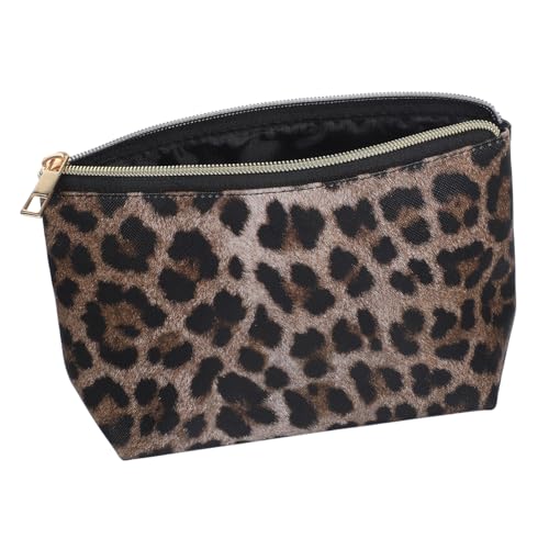 WEKADRIN Leopard Muster Make Up Tasche mit Reißverschluss Kleine Kosmetiktasche für Frauen wasserdichte Reise Kosmetiktasche Multifunktional für Schmuck und Toilettenartikel Geräumig und von WEKADRIN