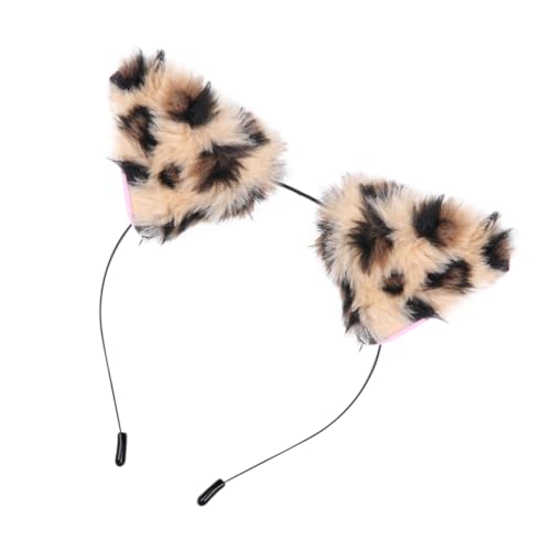 WEKADRIN Leopardenmuster Stirnband Metall Tierohr-haarreif Haarband Mit Leopardenprint Ohrhaarband Dekorativer Kopfschmuck Für Kostümpartys Und Karneval von WEKADRIN