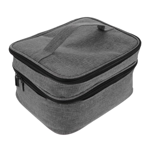 WEKADRIN Makeup Case Organizer Tasche Damen Kosmetiktasche Reise Tragbar mit Fächern für Nagellack und Ätherische Öle Stoßfest Hellgrau Praktischer Kulturbeutel für Frauen und Mädchen von WEKADRIN