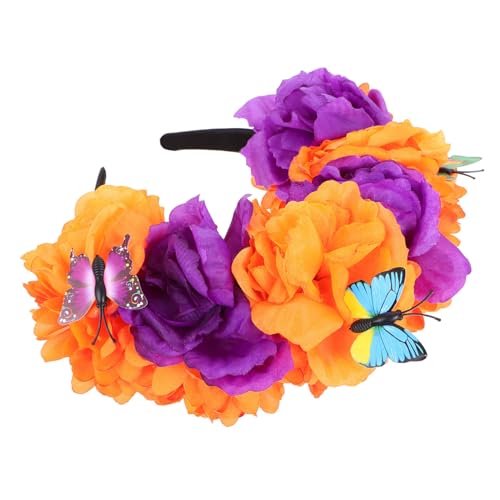 WEKADRIN Mexikanisches Haarband mit Kunstblumen für Halloween Karneval und Festivals Weich Bequem und Wiederverwendbar Perfekter Kopfschmuck für Partys von WEKADRIN