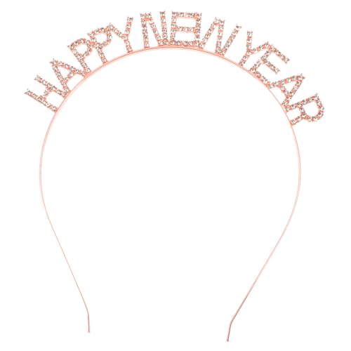 WEKADRIN Neujahrs Haarreif Kristallbuchstaben Stirnband Roségold Festival Party Haarschmuck für Damen Mädchen Kompakt Tragbar Frühlingsfest Kopfschmuck Silvester von WEKADRIN