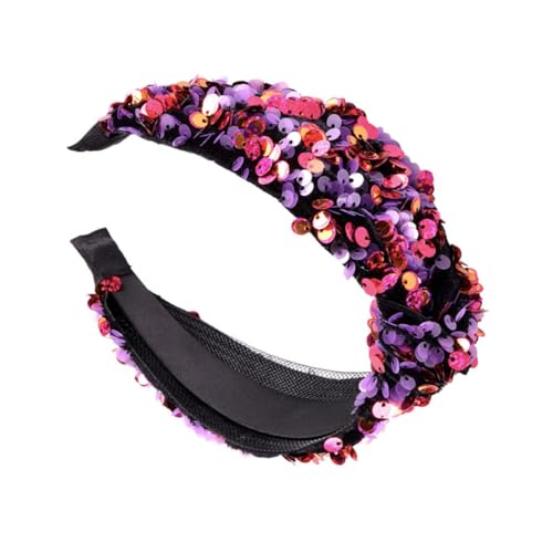 WEKADRIN Pailletten Stirnband Damenhaar Doppellagig Geknotet Netzstoff Samt Haarreifen Glitzer Haarschmuck Party Hochzeit Festtagsmode von WEKADRIN