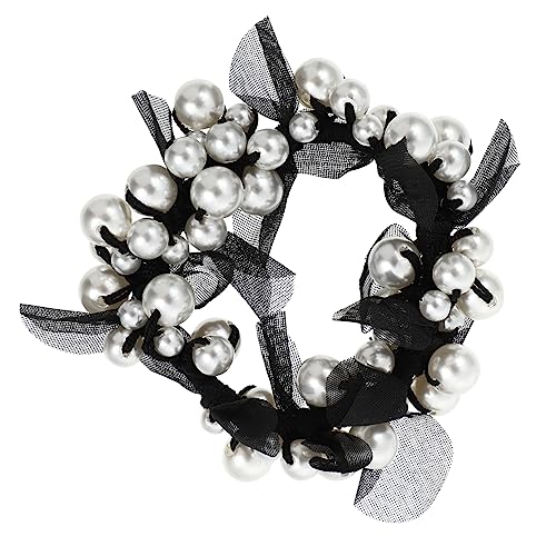 WEKADRIN Perlen Haargummi mit Schwarzer Spitzenverzierung Modisches Haarschmuck Accessoire für Frauen und Mädchen Geeignet für Dutt Pferdeschwanz und Vielseitige Frisuren Zartes Design für von WEKADRIN