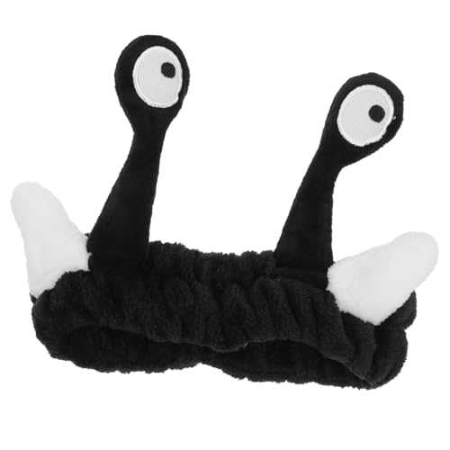 WEKADRIN Plüsch Make up Stirnband Elastisch Weiches Haarband für Mädchen Spa Gesicht Waschen Kosmetik Kopfband Süßes Haarschmuck Accessoire Schwarz von WEKADRIN