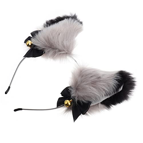 WEKADRIN Plüsch Ohren Haarreif Mit Goldenen Glocken Für Kostümpartys Kreative Tierkopfbedeckung Für Halloween Cosplay Und Thematische Veranstaltungen von WEKADRIN
