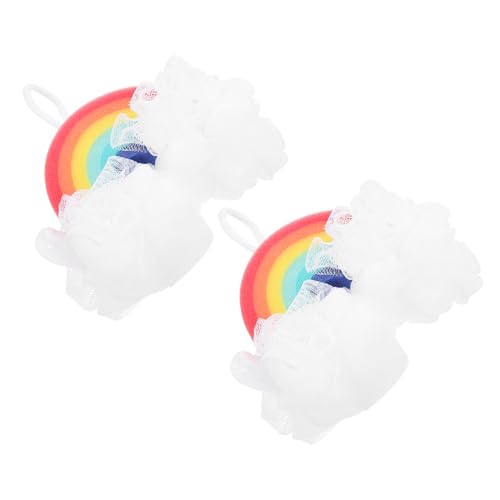 WEKADRIN 2 Stück Regenbogen Badekugeln Geschmeidige Duschwerkzeuge Für Hautpflege Bunte Badeblumen Für Entspannendes Duschen Hautreinigung Peeling Für Kinder Und Erwachsene Für von WEKADRIN