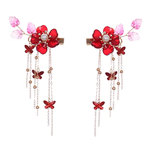 WEKADRIN Retro Haarnadeln mit Quaste Haarklammern Pomegranate Flower Eleganter Haarclip für Damen Stilvolles Zubehör für Hochzeit Geburtstag und Festliche Anlässe von WEKADRIN