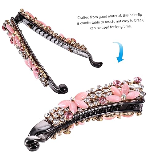 WEKADRIN Rhinestone Bananen Haarklammer für Dünnes Haar Kleine Ponytail Halterung Leichter Haarschmuck für Damen Vielseitig Einsetzbar Robust und Bequem Zarte Rosa Farbe von WEKADRIN