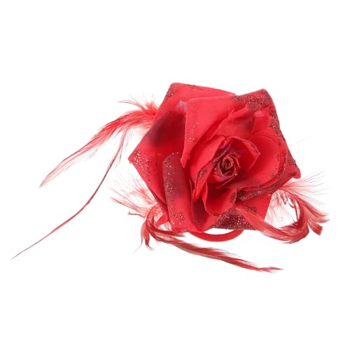 WEKADRIN Rote Rosen Haarclip Blütenbrosche Damen Mehrzweck Blumen Ansteckblume Hochzeit Braut Haarschmuck Kleid Accessoire Party Festlicher Schmuck von WEKADRIN