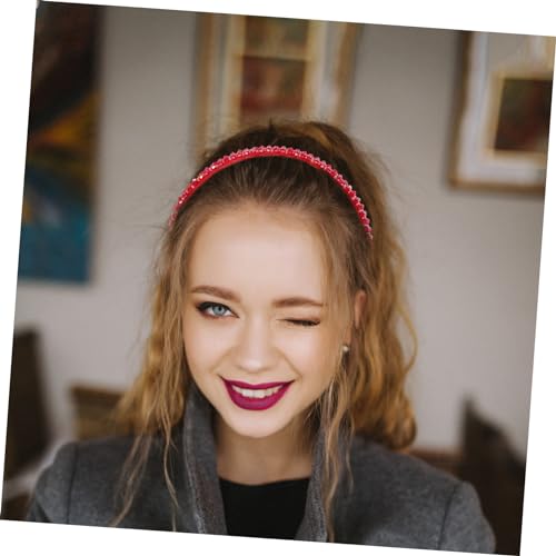 WEKADRIN Rotes Damen Haarband mit Funkelnden Kristallen Leichtes Stirnband für Braut Party und Festliche Anlässe Modischer Haarschmuck Komfortabel und Langlebig Glamouröser Look von WEKADRIN