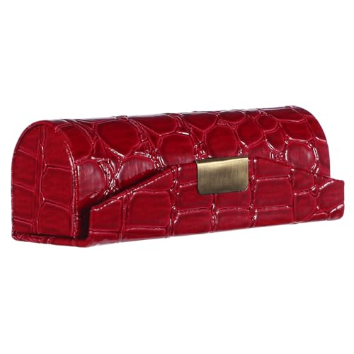 WEKADRIN Rotes Pu Leder Lippenstift etui Kompakt Tragbar mit Sicherem Verschluss Eleganter Lippenstift Halter für Damen Reise Make up Organizer mit Stilvollem Design und Langlebiger von WEKADRIN