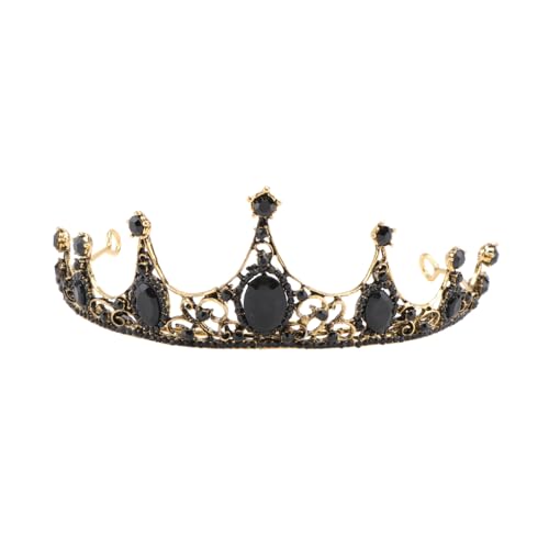 WEKADRIN Schwarze Barock Strasskrone mit Tiara Leichtes Braut Diadem für Hochzeit Party und Festzug Modisches Headwear Accessoire für Damen und Braut Langlebig und Auffällig von WEKADRIN
