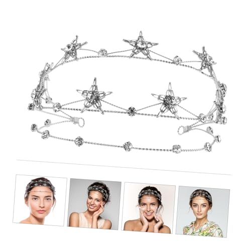 WEKADRIN Silberne Braut Haarschmuck Fünf Zackiger Stern Krone Damen Kopfschmuck Hochzeit Party Prom Accessoire von WEKADRIN