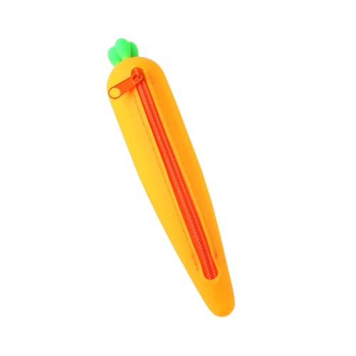 WEKADRIN Silikon Federmäppchen Karottenform Cartoon Bleistift Tasche Mäppchen Flexibel Leicht Schreibwaren Aufbewahrung für Schule Büro von WEKADRIN