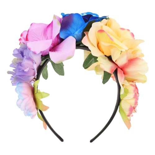 WEKADRIN Simulierter Rosenblüten Haarreif für Halloween und Partys Farbige Blumenhaarschmuck in Gelb Blau und Leichtes Bequemes Stirnband für Damen und Mädchen Vielseitiges Accessoire für von WEKADRIN