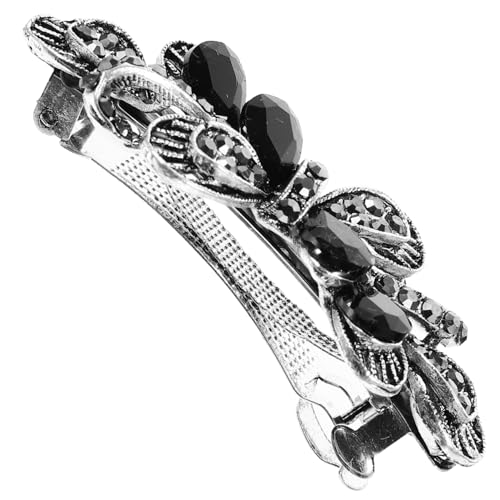 WEKADRIN Strass Haarklammer mit Funkelnden Kristallen Stilvolle Metallspange in Glänzendem Schwarz Bling Haarclip für Damen Modisches Haaraccessoire für Festliche Frisuren und Besondere von WEKADRIN
