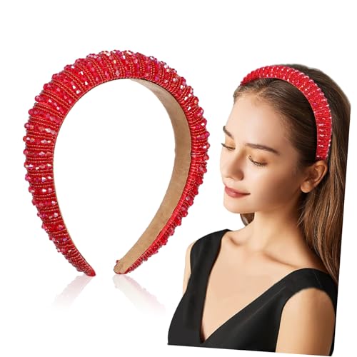 WEKADRIN Strass Haarreif Damen Handgefertigt Rotes Barock design Funkelndes Haaraccessoire für Party Hochzeit Alltag Komfortabel und Langlebig Geeignet für Frauen und Mädchen von WEKADRIN
