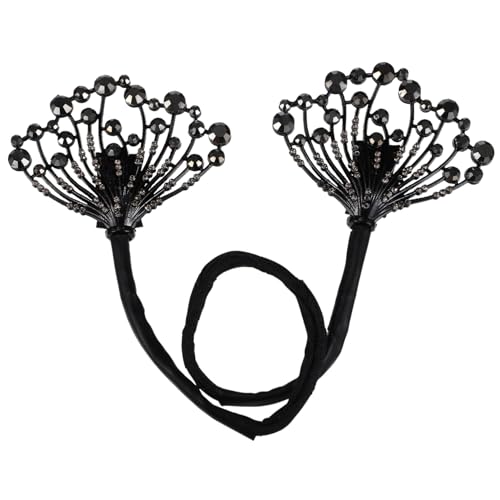 WEKADRIN Stylischer Haarklammer Dutt Helfer Schwarz Blumendekor Drehbares Haarband für Damen Einfach Anzubringen Langlebig Geeignet für Alltag Sport Hochzeit und Festivals von WEKADRIN