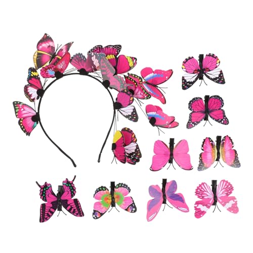 WEKADRIN Teiliges Schmetterling Haar Set für Damen Leichtes Verstellbares Stirnband und Haarklammern in Rosa Eleganter Haarschmuck für Party Hochzeit Fotoshooting und Festliche Anlässe von WEKADRIN