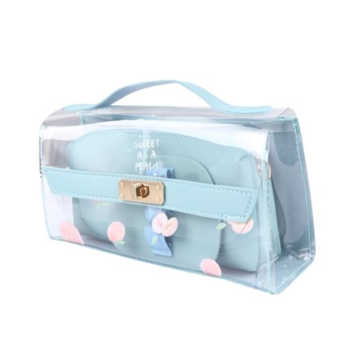 WEKADRIN Transparente Große Stifttasche mit Reißverschluss Tragbare Kosmetiktasche und Multifunktionale Aufbewahrungstasche für Schule Reisen Schreibwaren und Make up Waschbar Leicht von WEKADRIN