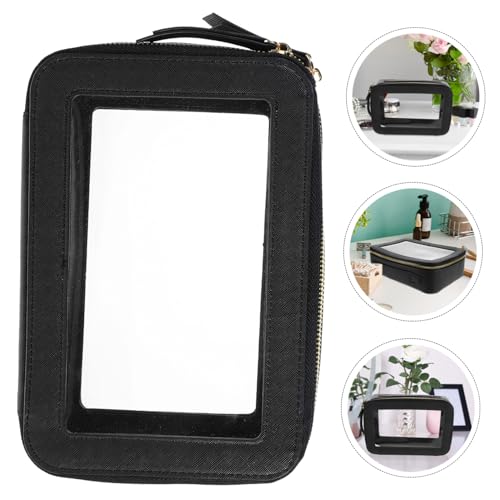 WEKADRIN Transparente Reise Kulturtasche mit Reißverschluss PU PVC Leicht Doppelseitig Durchsichtig Handlich für Damen und Herren Praktische Kosmetiktasche für Flugreisen und Hotelgebrauch von WEKADRIN