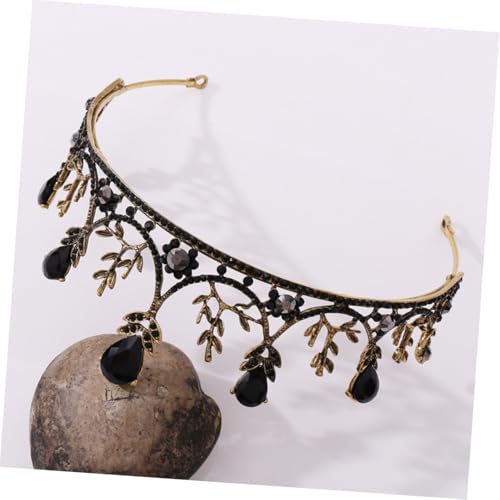 WEKADRIN Vintage Brautkrone mit Strass Haarschmuck für Hochzeit Show Performance Luxuriöses Diadem in Gold Schwarz Eleganter Haarschmuck für Mädchen und Frauen für Geburtstage und von WEKADRIN