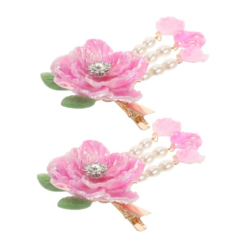 WEKADRIN Vintage Chinesischer Haarschmuck Damen Blumen haarspangen mit Perlen und Quasten Retro Haarnadeln für DIY Frisuren Eleganter Haar accessoire für Hanfu und Party von WEKADRIN